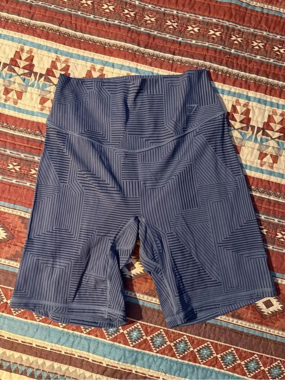 Gymshark Blue Geo-Stripe Bike Shorts size medium